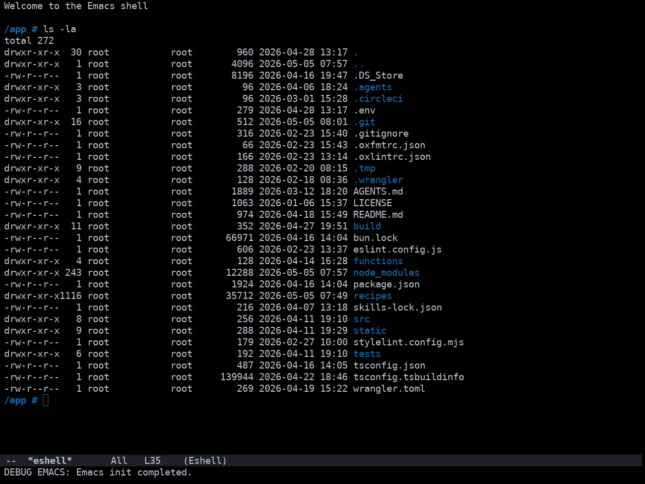 Doom Homage Black Theme in eshell