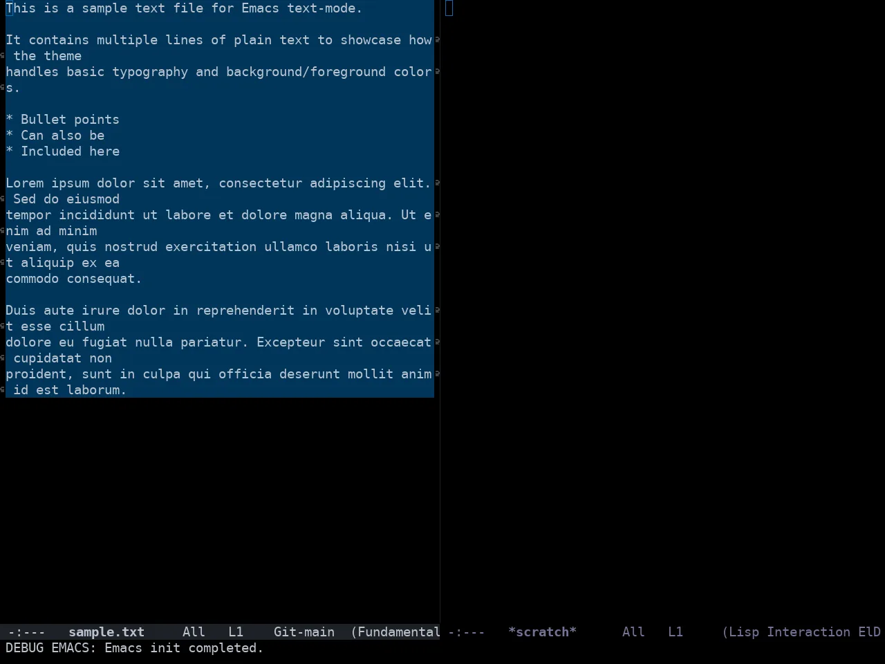 Doom Homage Black Theme in fundamental-mode