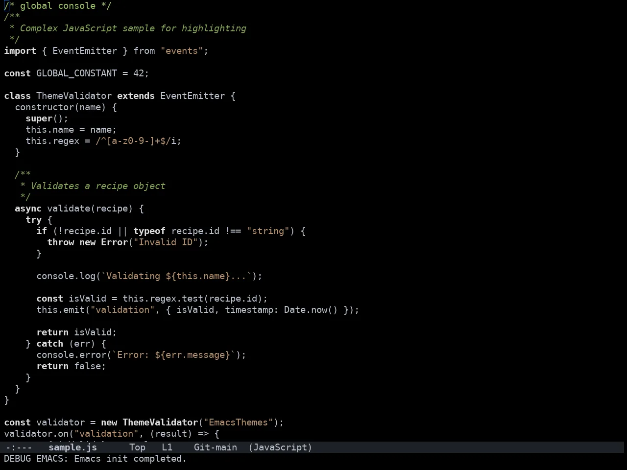 Doom Homage Black Theme in javascript-mode