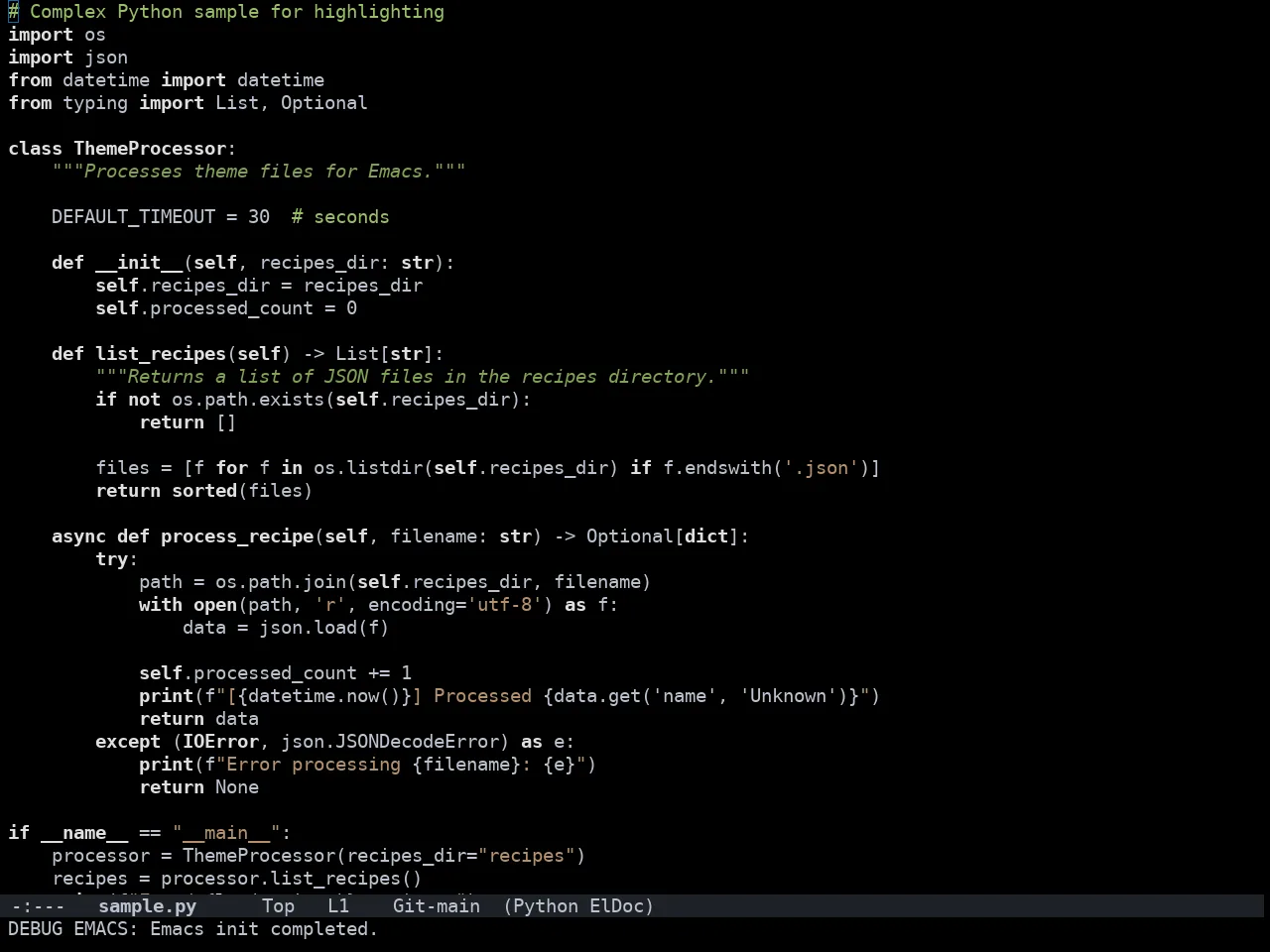 Doom Homage Black Theme in python-mode