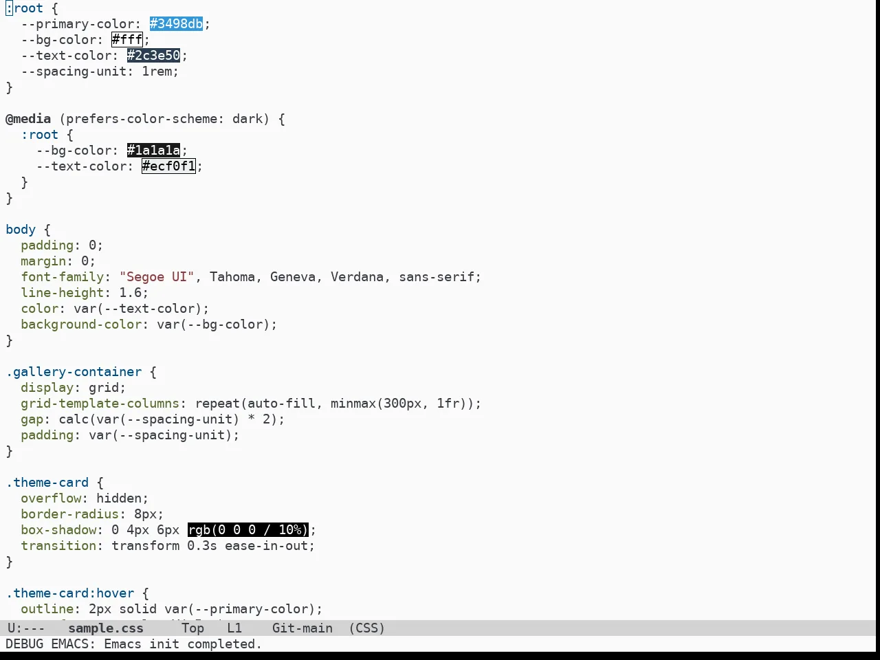 Doom Homage White Theme in css-mode