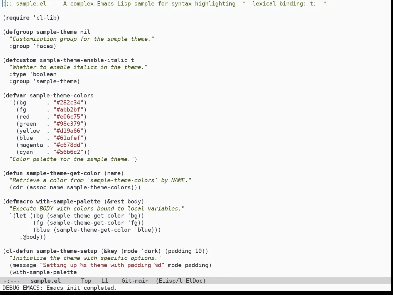 Doom Homage White Theme in emacs-lisp-mode