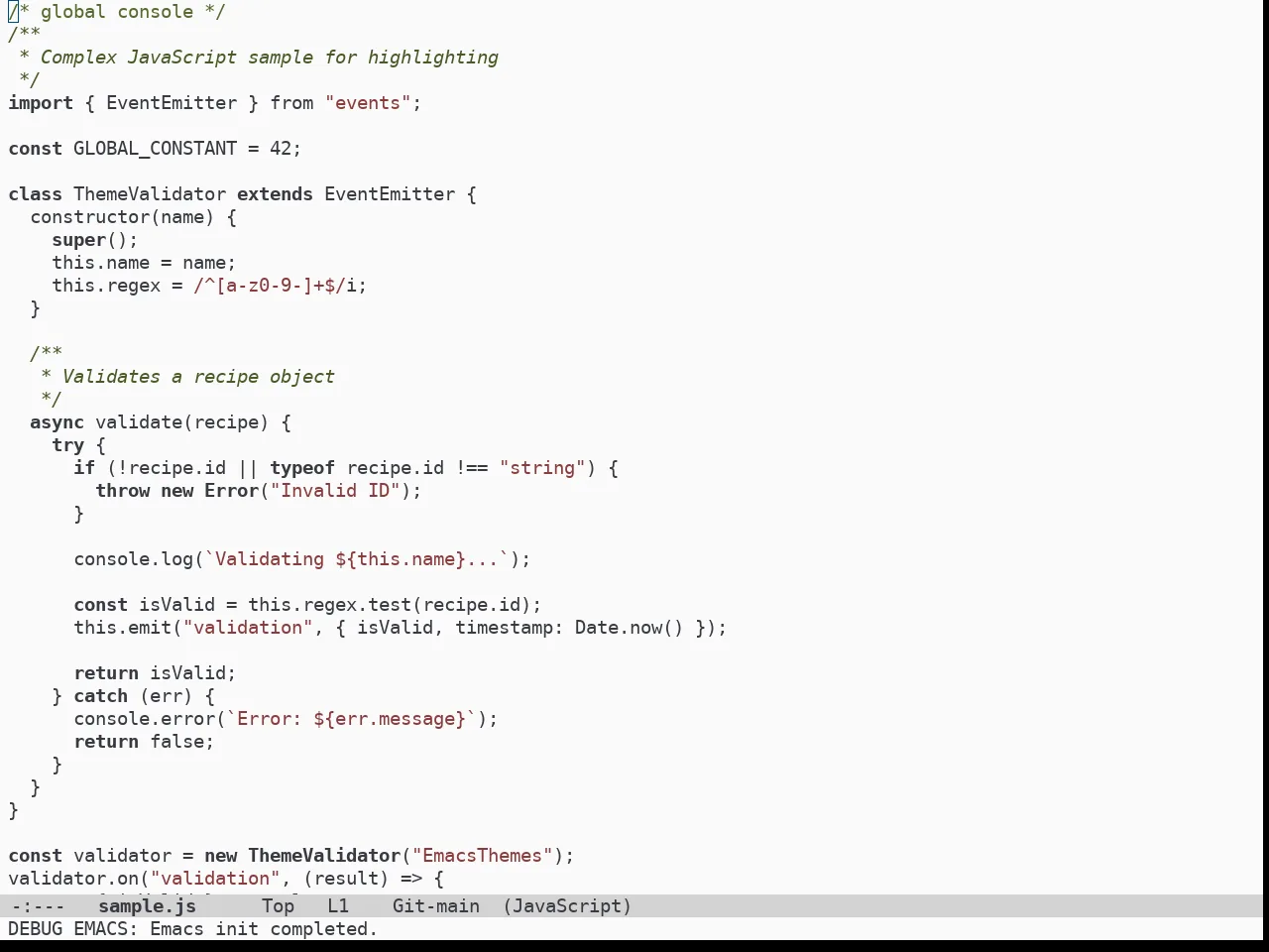 Doom Homage White Theme in javascript-mode