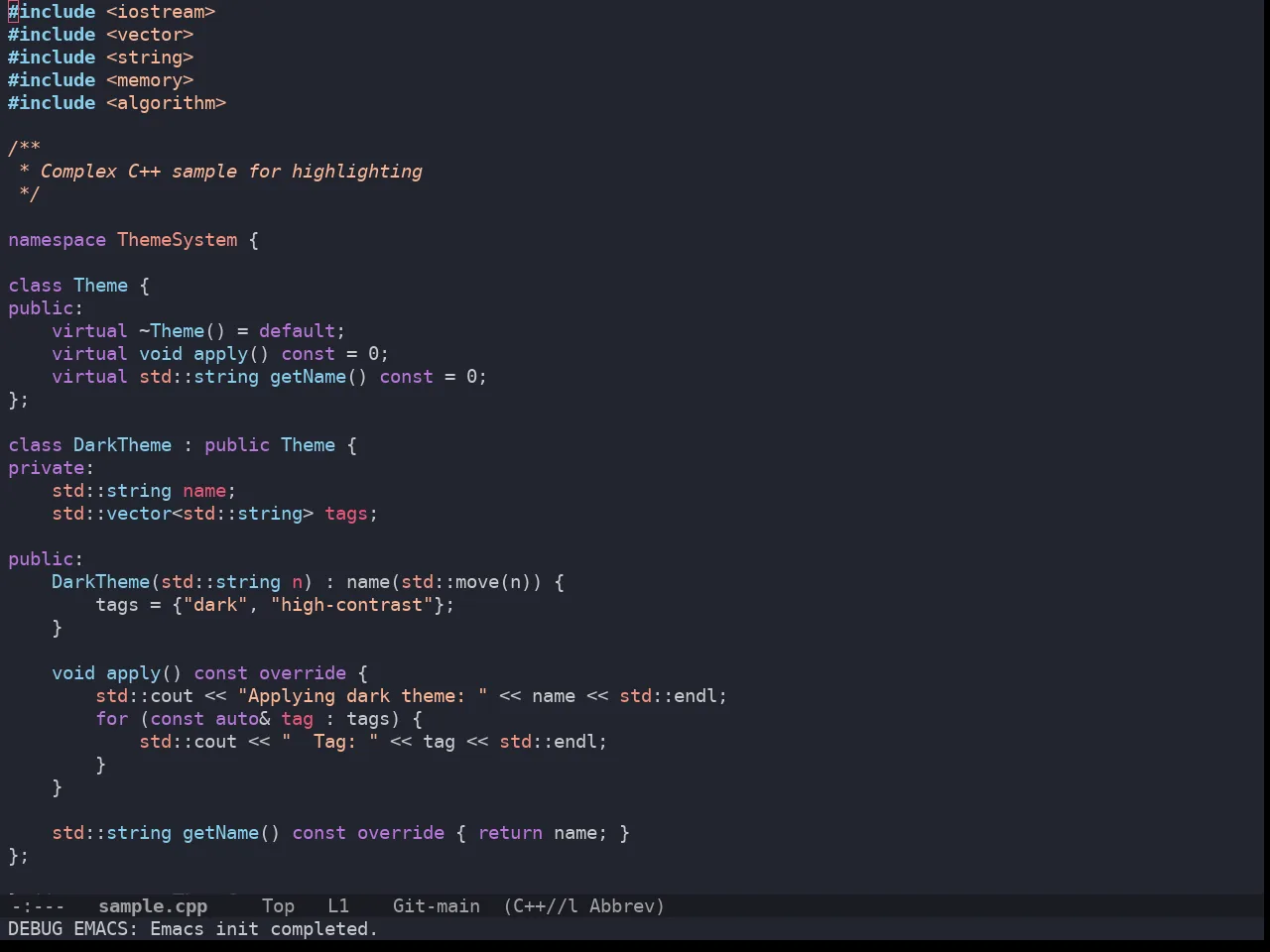 Doom Horizon Theme in c++-mode