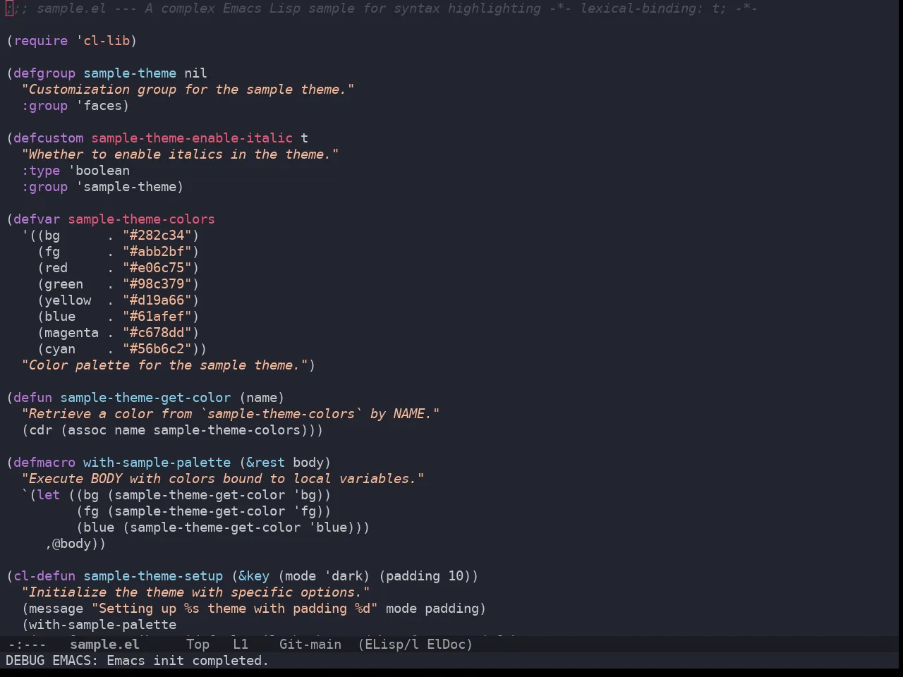 Doom Horizon Theme in emacs-lisp-mode