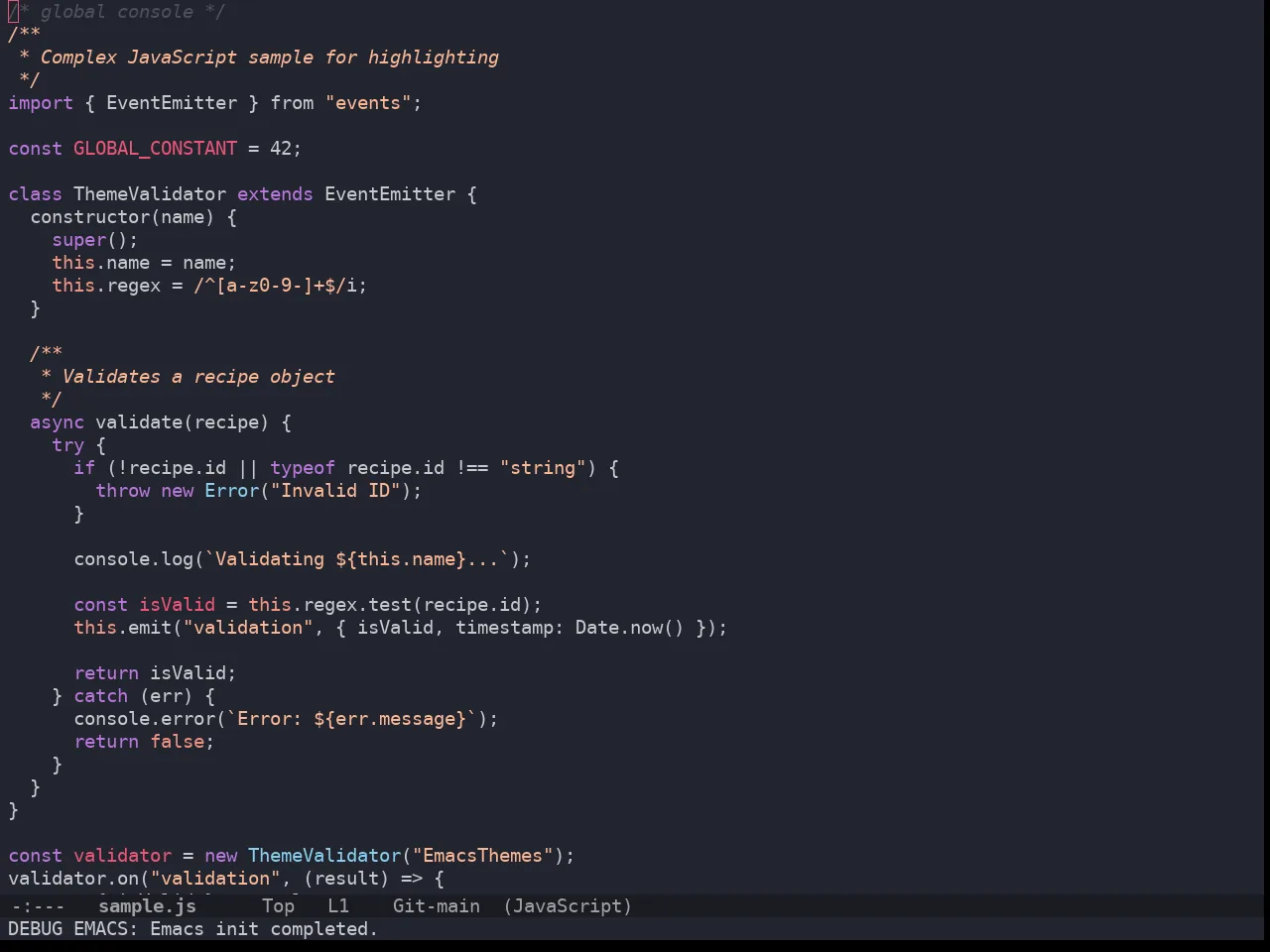 Doom Horizon Theme in javascript-mode