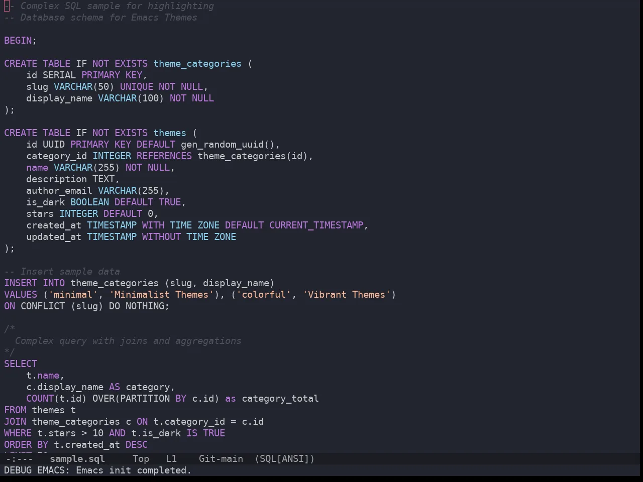 Doom Horizon Theme in sql-mode