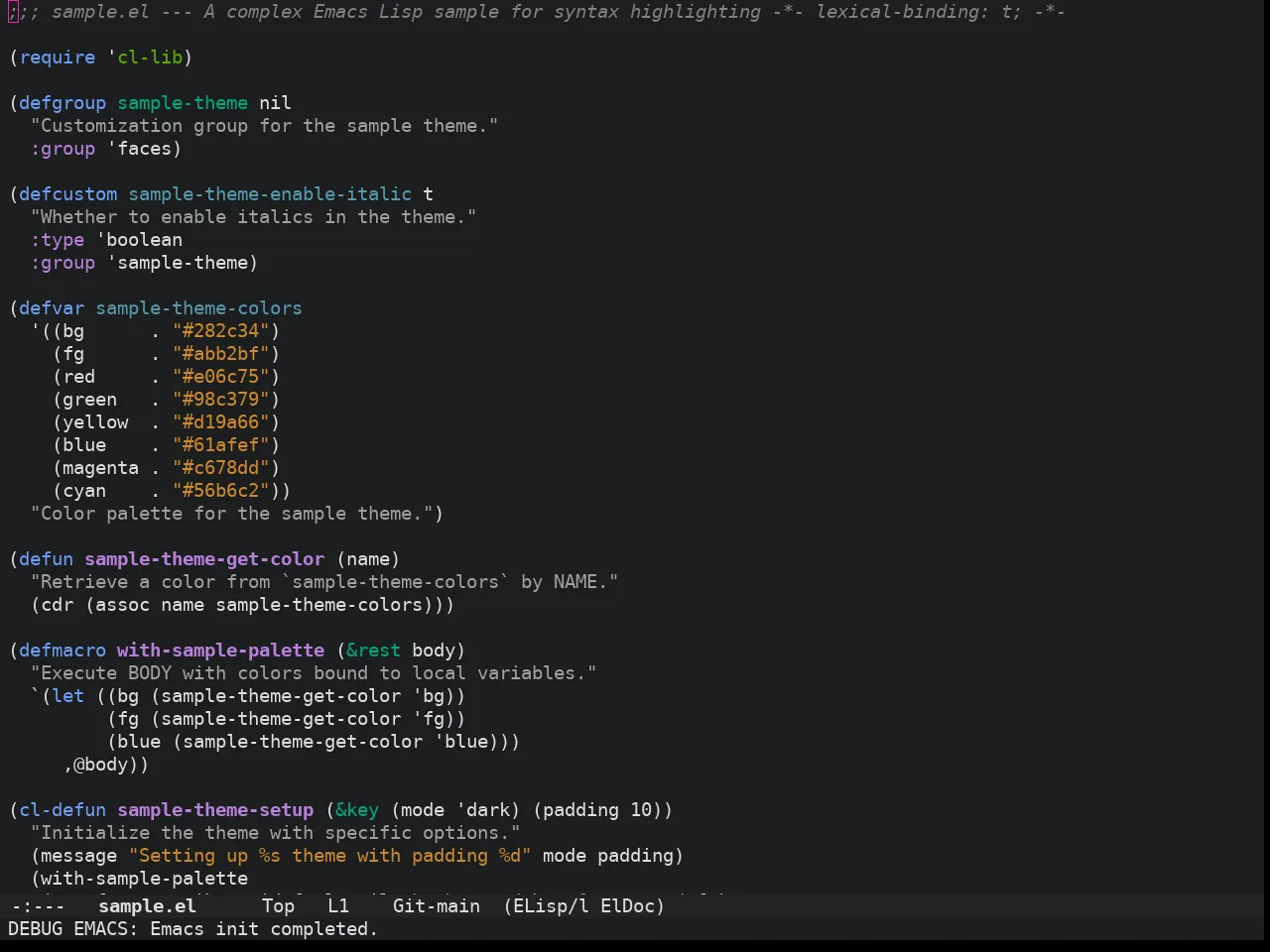 Doom Iosvkem Theme in emacs-lisp-mode