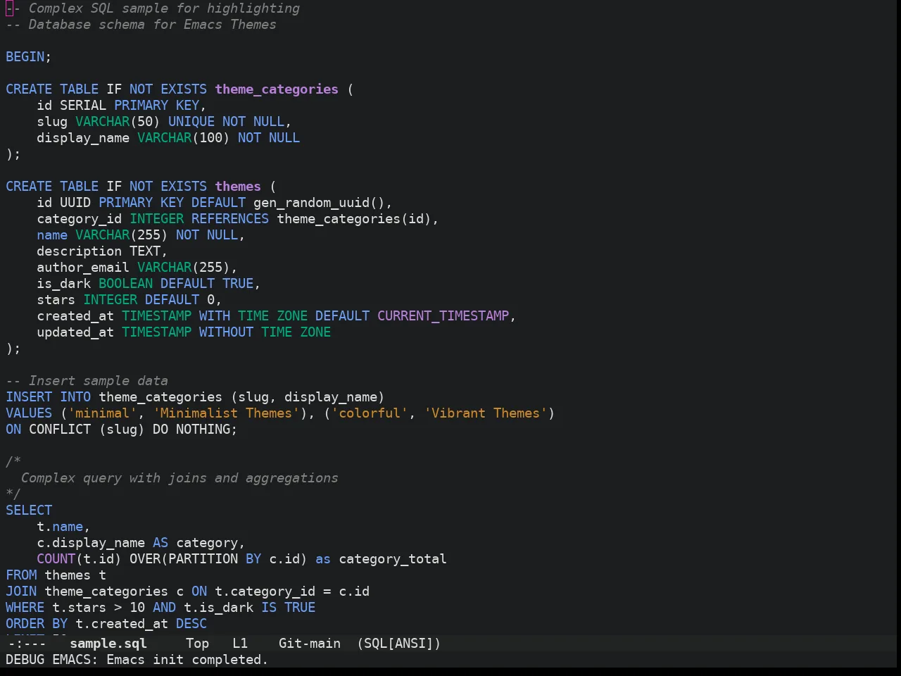 Doom Iosvkem Theme in sql-mode