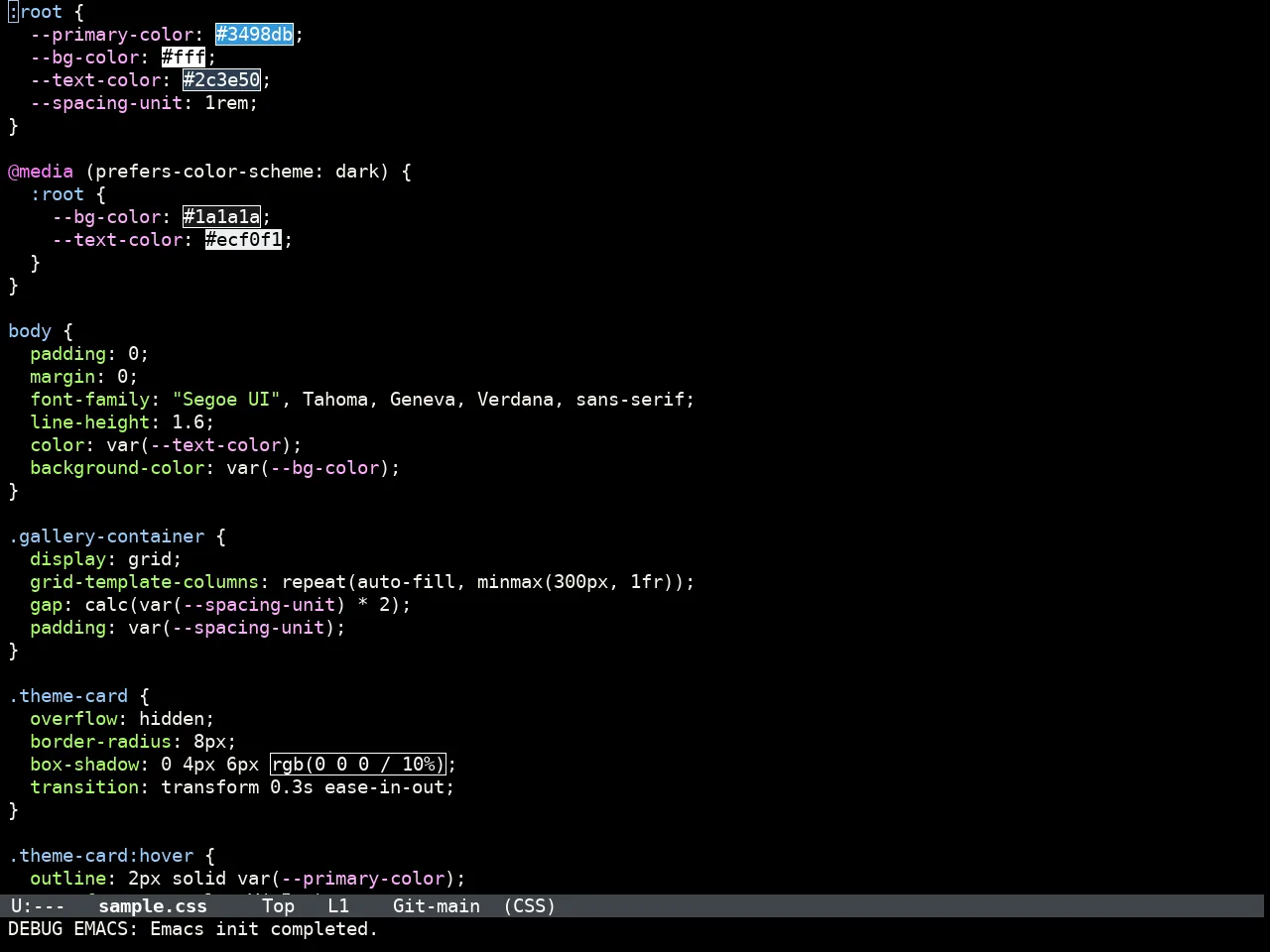 Doom IR Black Theme in css-mode