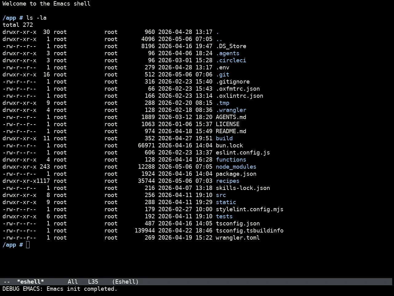 Doom IR Black Theme in eshell