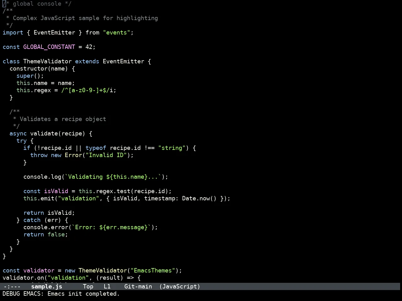 Doom IR Black Theme in javascript-mode
