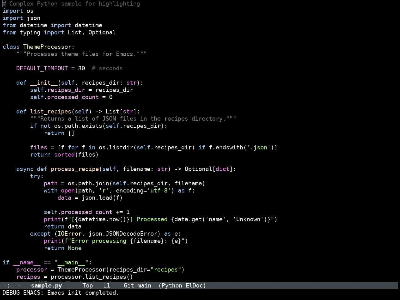 Doom IR Black Theme in python-mode