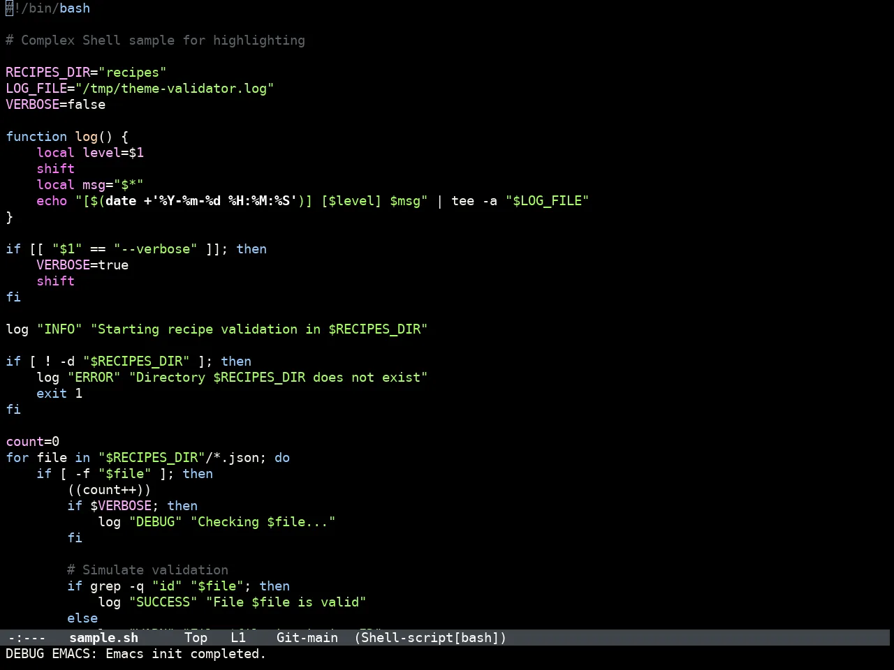 Doom IR Black Theme in sh-mode