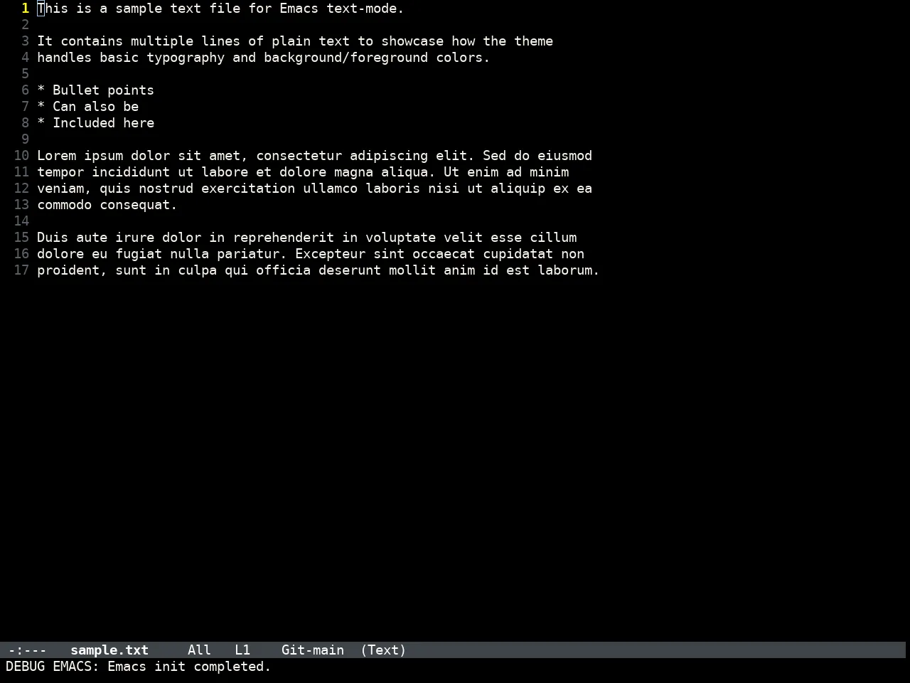 Doom IR Black Theme in text-mode