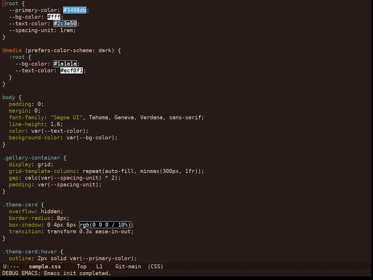 Doom Lantern Theme in css-mode