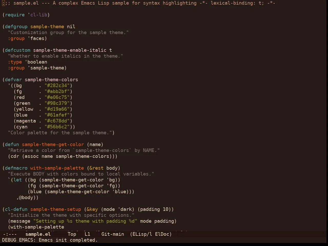 Doom Lantern Theme in emacs-lisp-mode