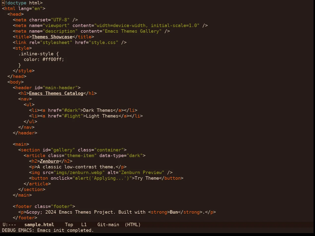 Doom Lantern Theme in html-mode