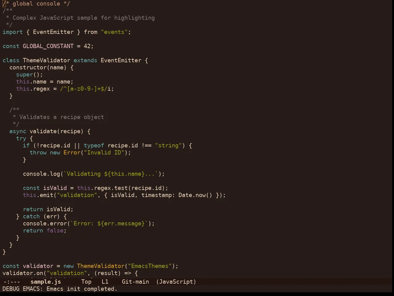 Doom Lantern Theme in javascript-mode