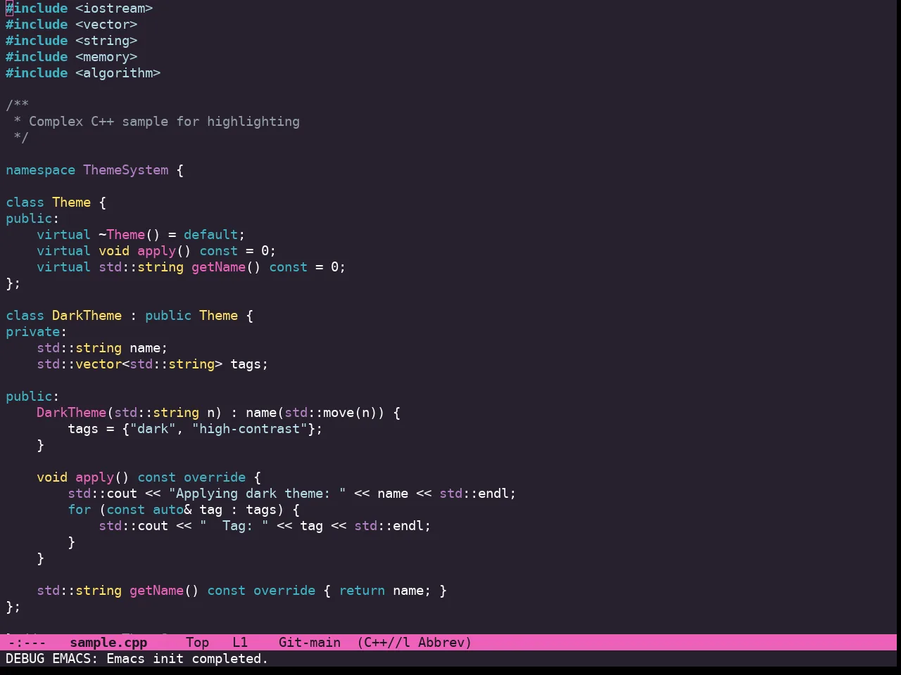 Doom Laserwave Theme in c++-mode