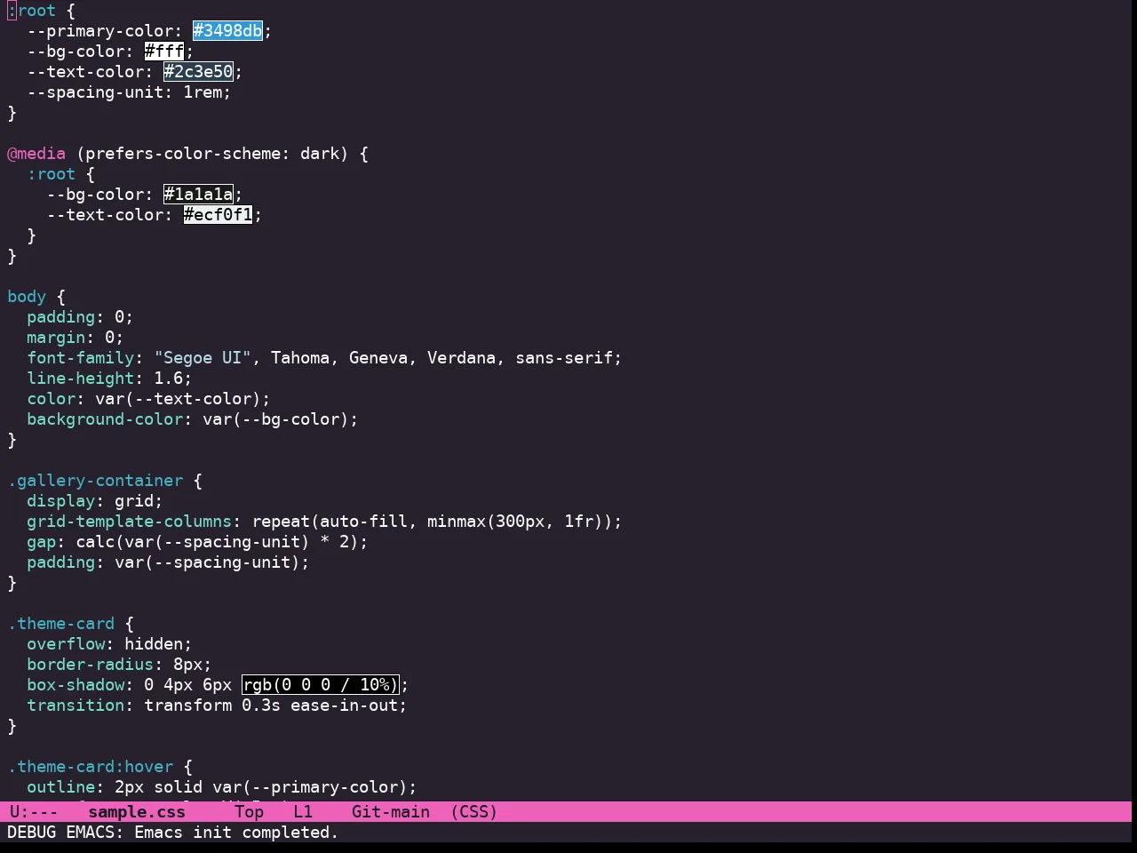 Doom Laserwave Theme in css-mode