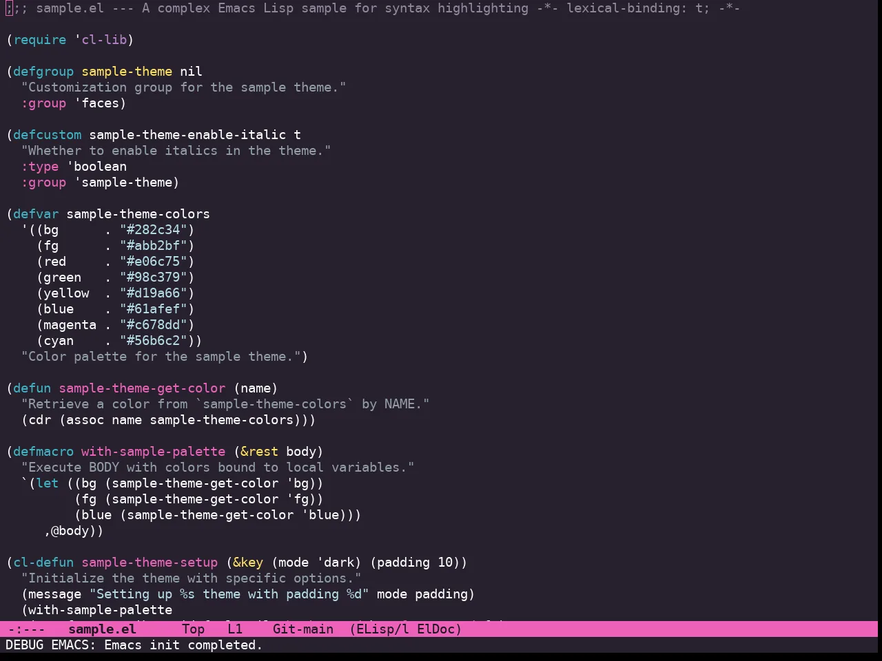 Doom Laserwave Theme in emacs-lisp-mode
