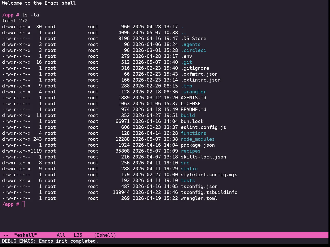 Doom Laserwave Theme in eshell