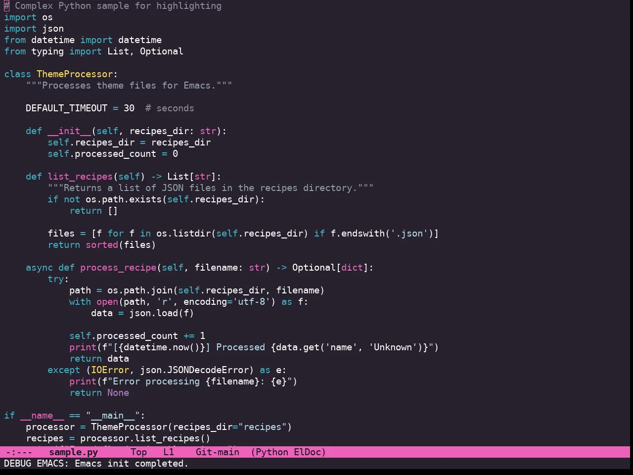 Doom Laserwave Theme in python-mode
