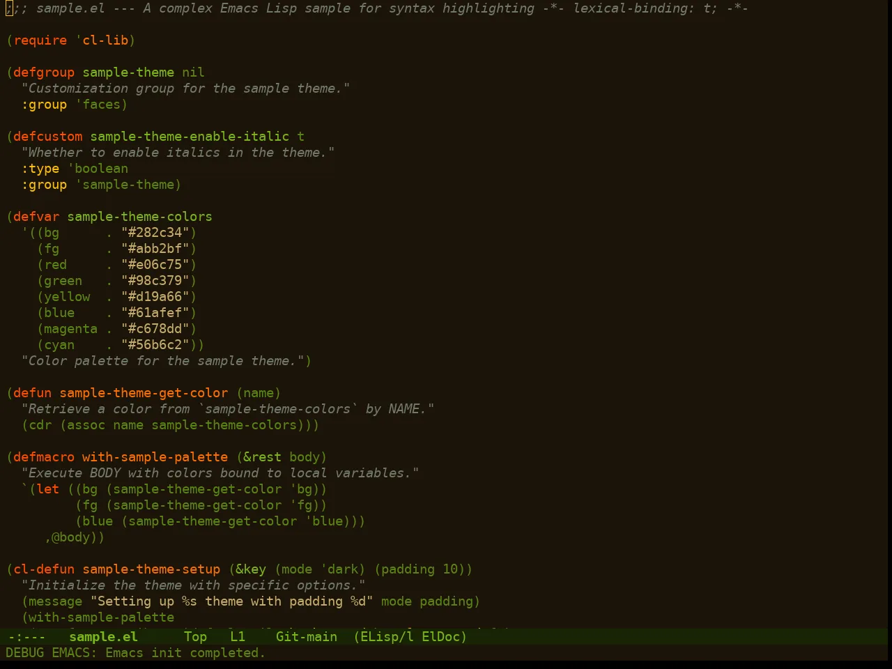 Doom Manegarm Theme in emacs-lisp-mode