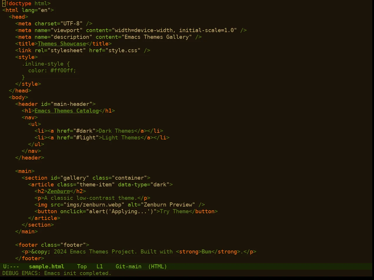 Doom Manegarm Theme in html-mode