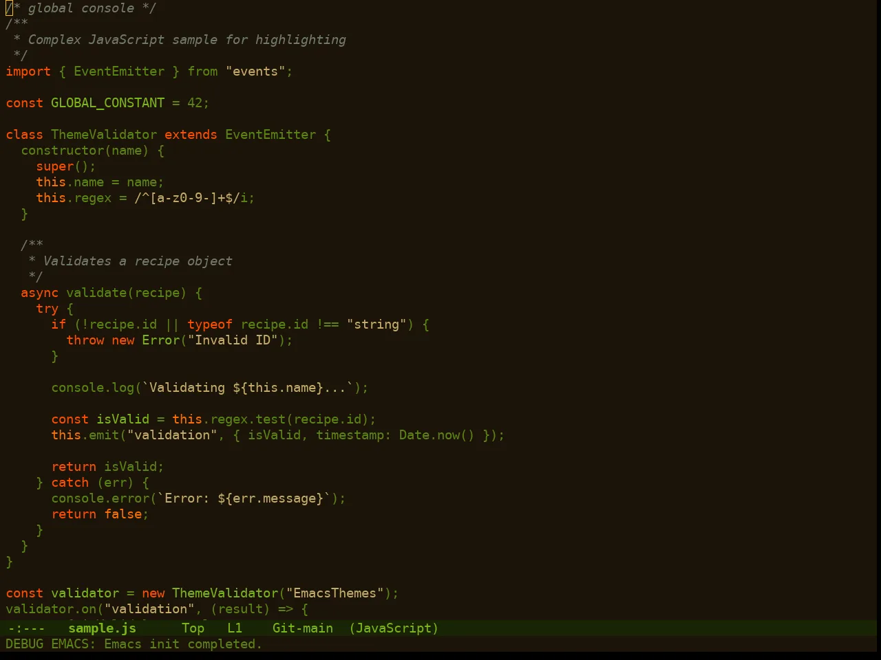 Doom Manegarm Theme in javascript-mode