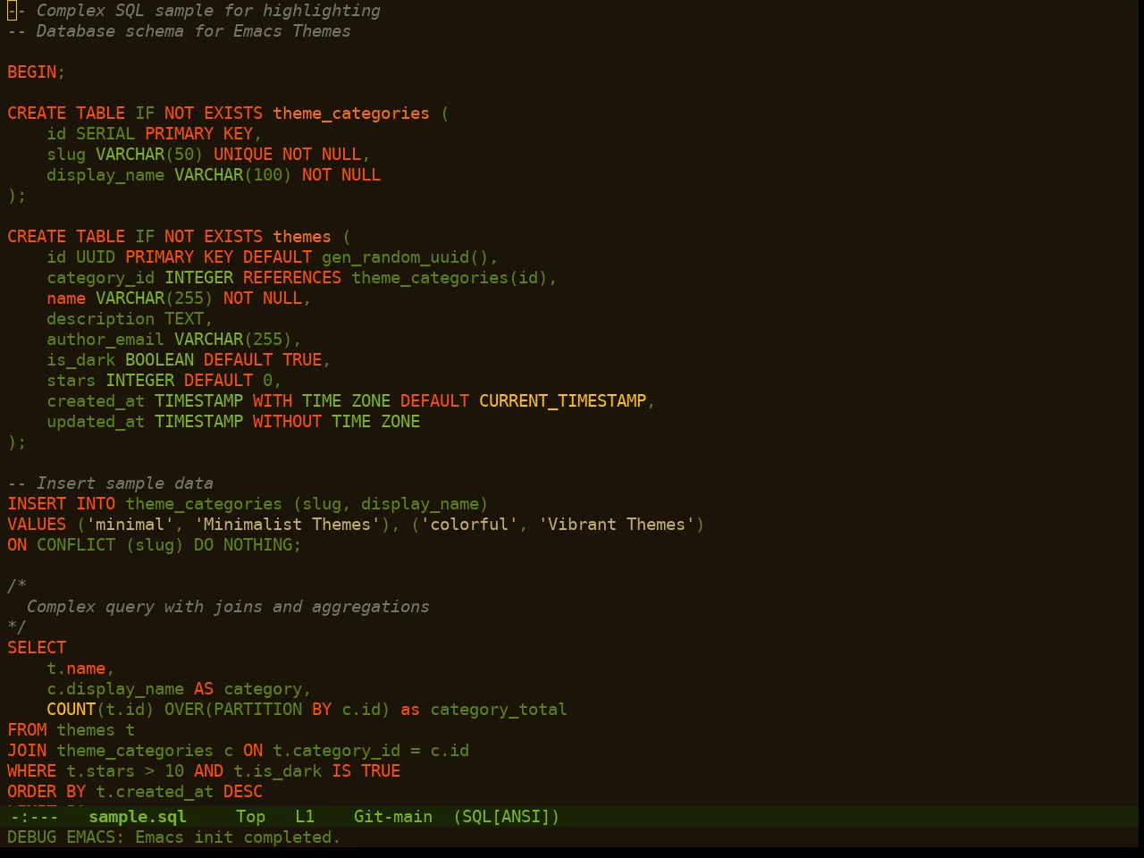 Doom Manegarm Theme in sql-mode