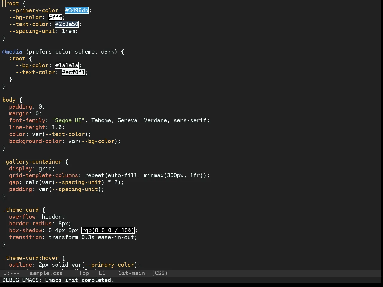 Doom Material Dark Theme in css-mode