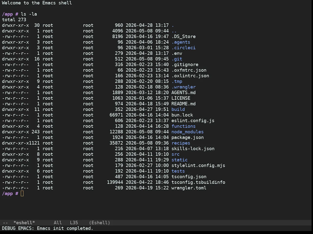 Doom Material Dark Theme in eshell