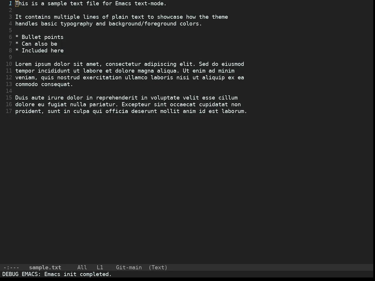 Doom Material Dark Theme in text-mode