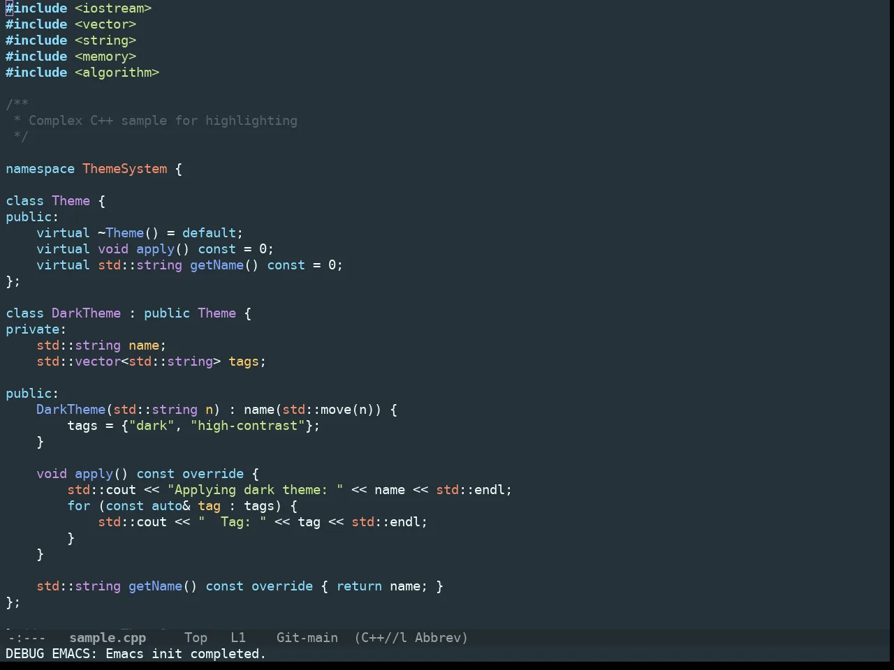 Doom Material Theme in c++-mode