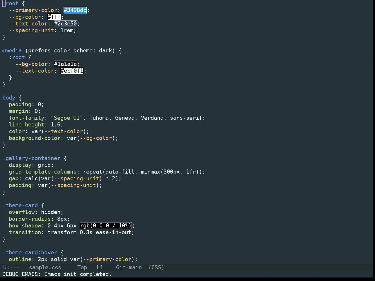 Doom Material Theme in css-mode