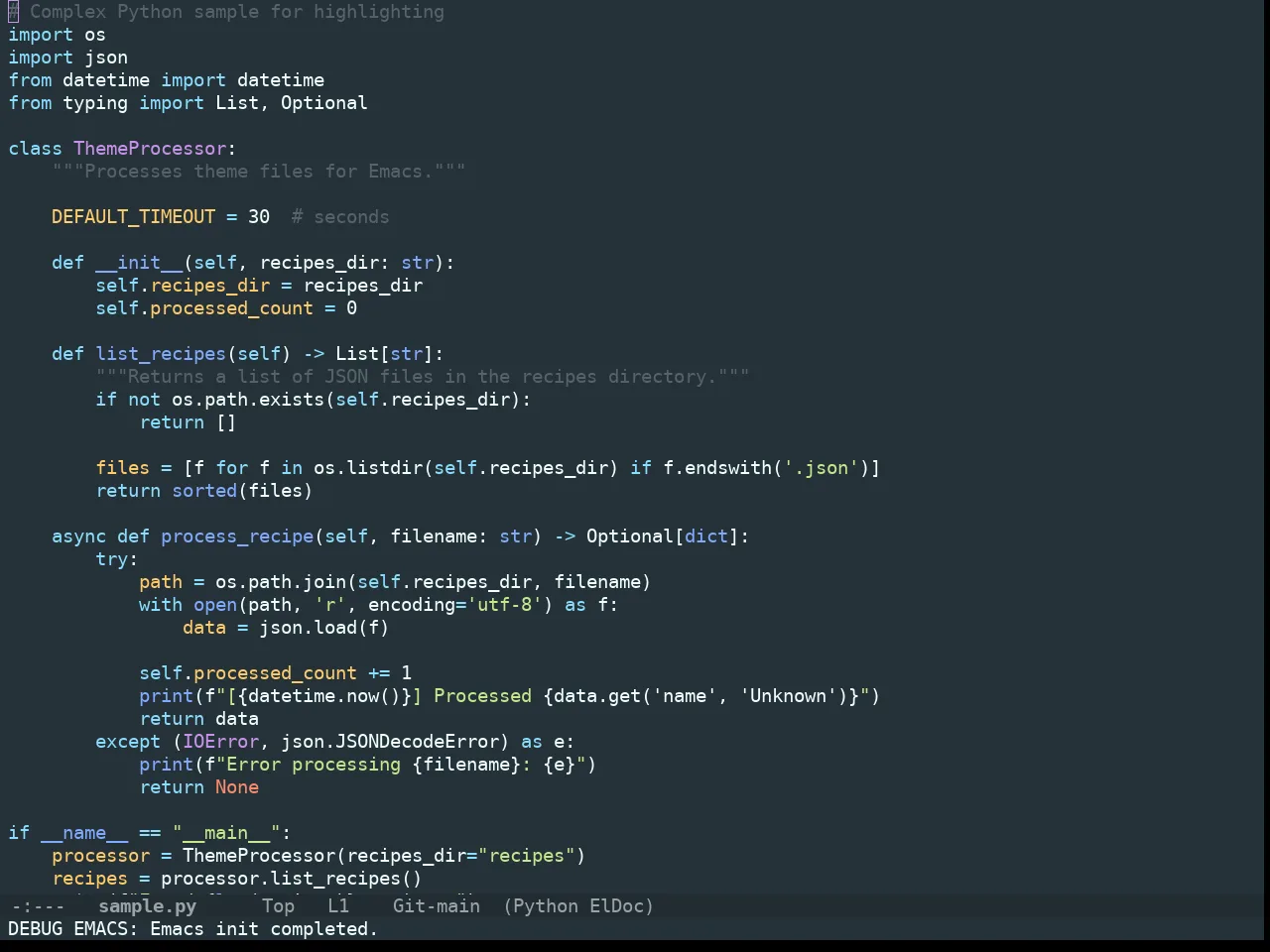 Doom Material Theme in python-mode