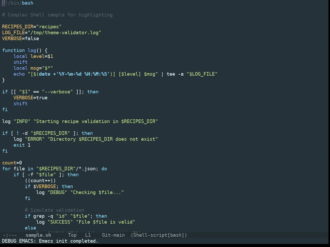 Doom Material Theme in sh-mode