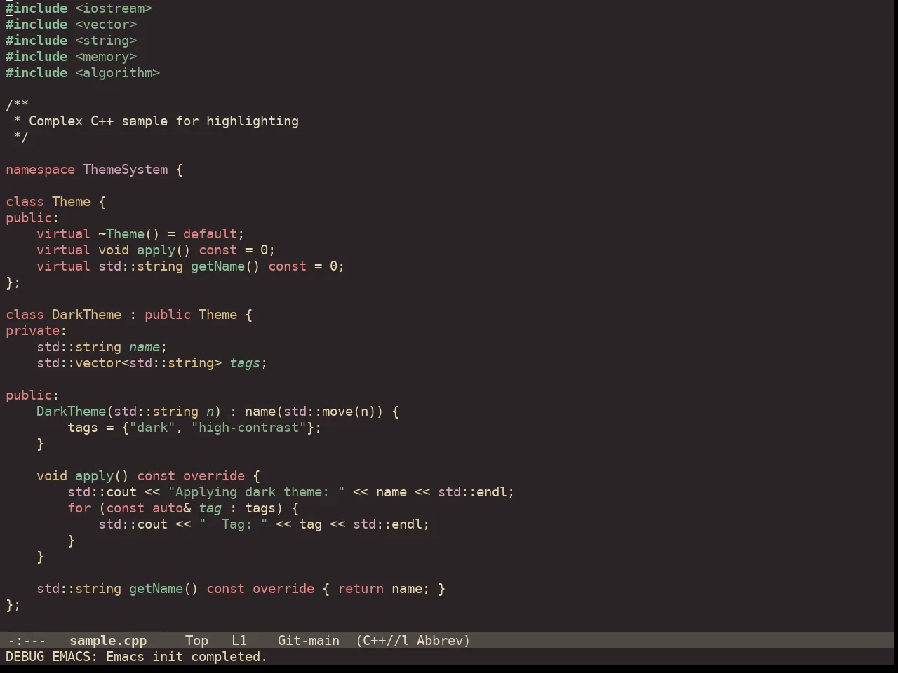 Doom Miramare Theme in c++-mode