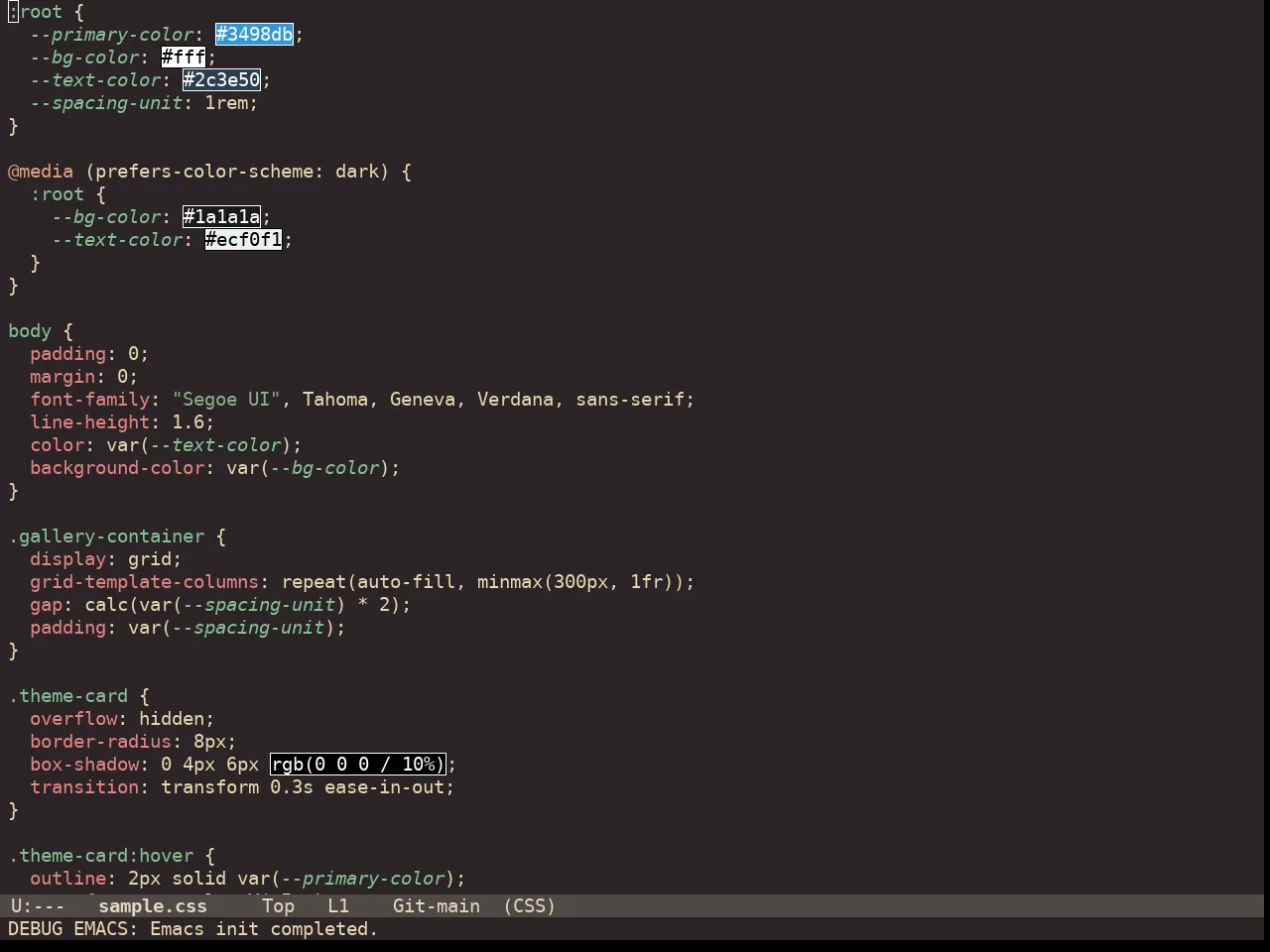 Doom Miramare Theme in css-mode