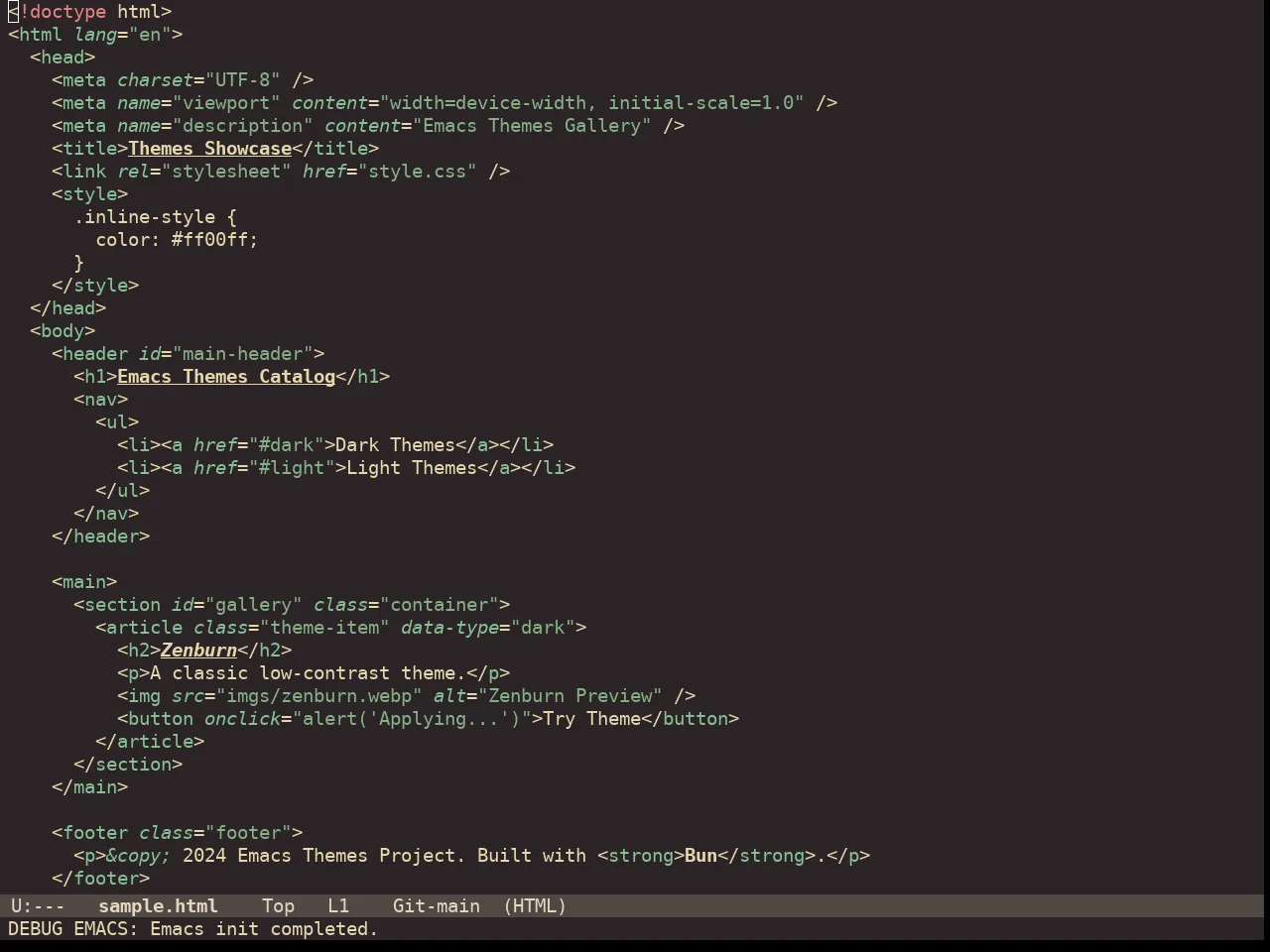 Doom Miramare Theme in html-mode