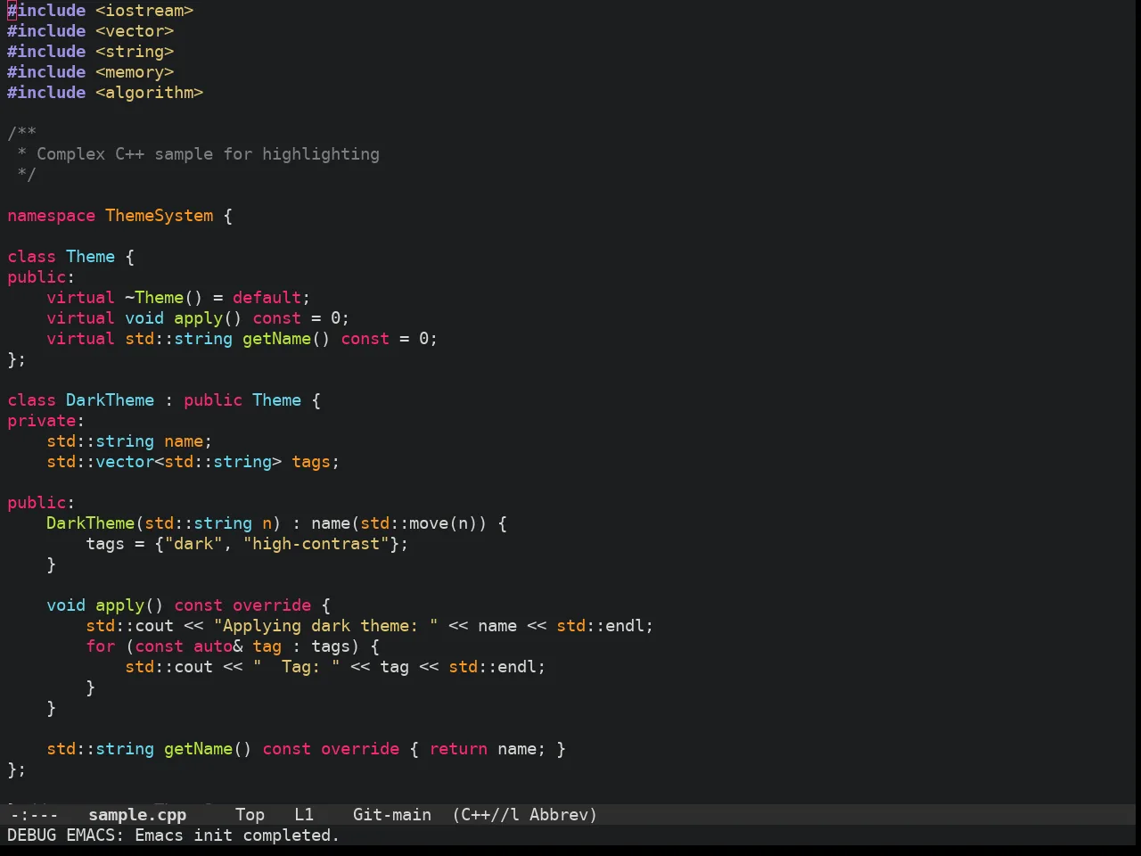 Doom Molokai Theme in c++-mode