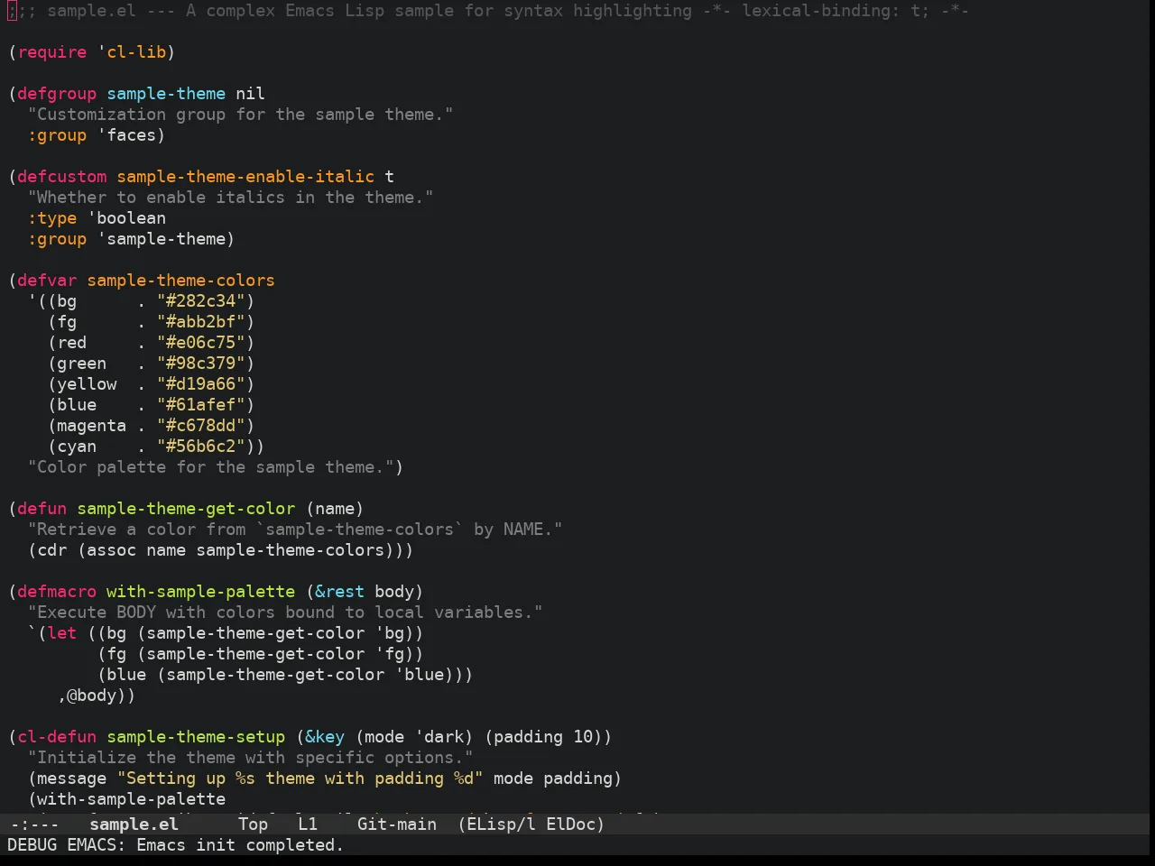 Doom Molokai Theme in emacs-lisp-mode