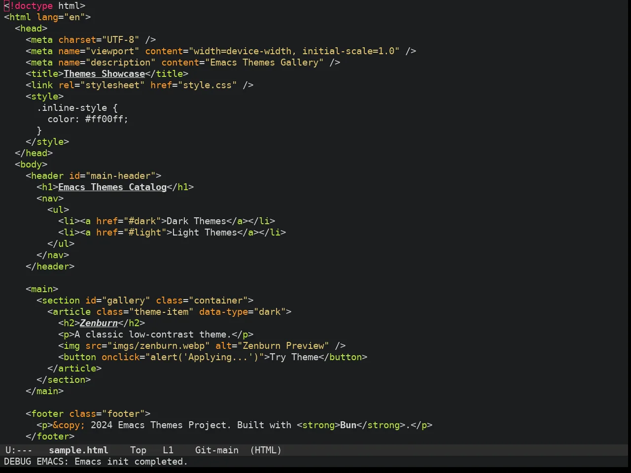 Doom Molokai Theme in html-mode