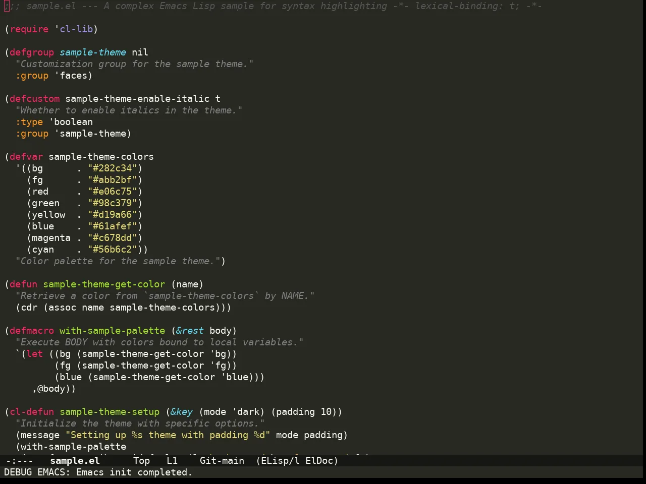 Doom Monokai Classic Theme in emacs-lisp-mode