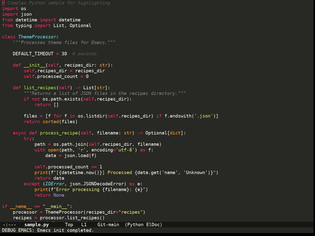 Doom Monokai Classic Theme in python-mode