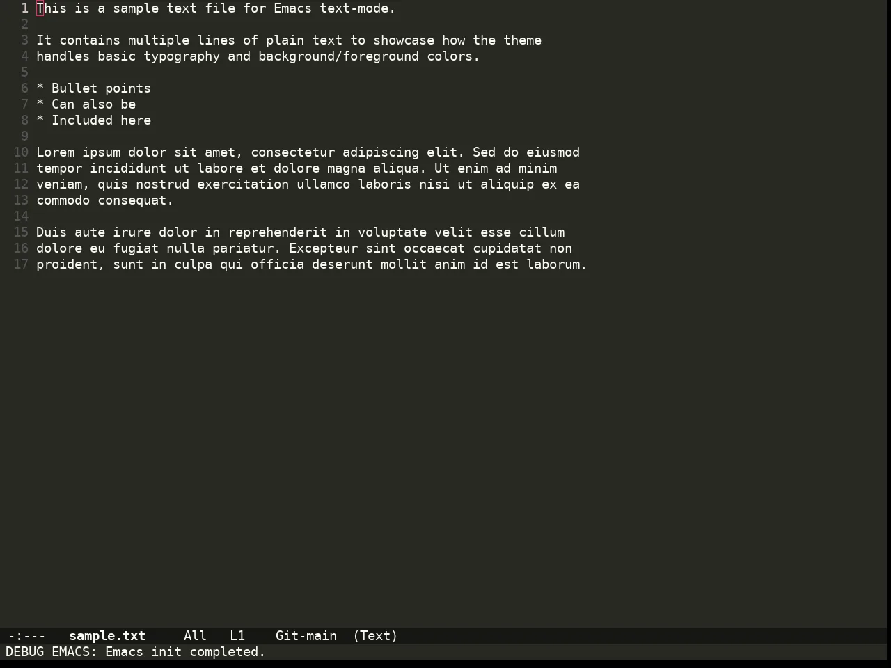 Doom Monokai Classic Theme in text-mode