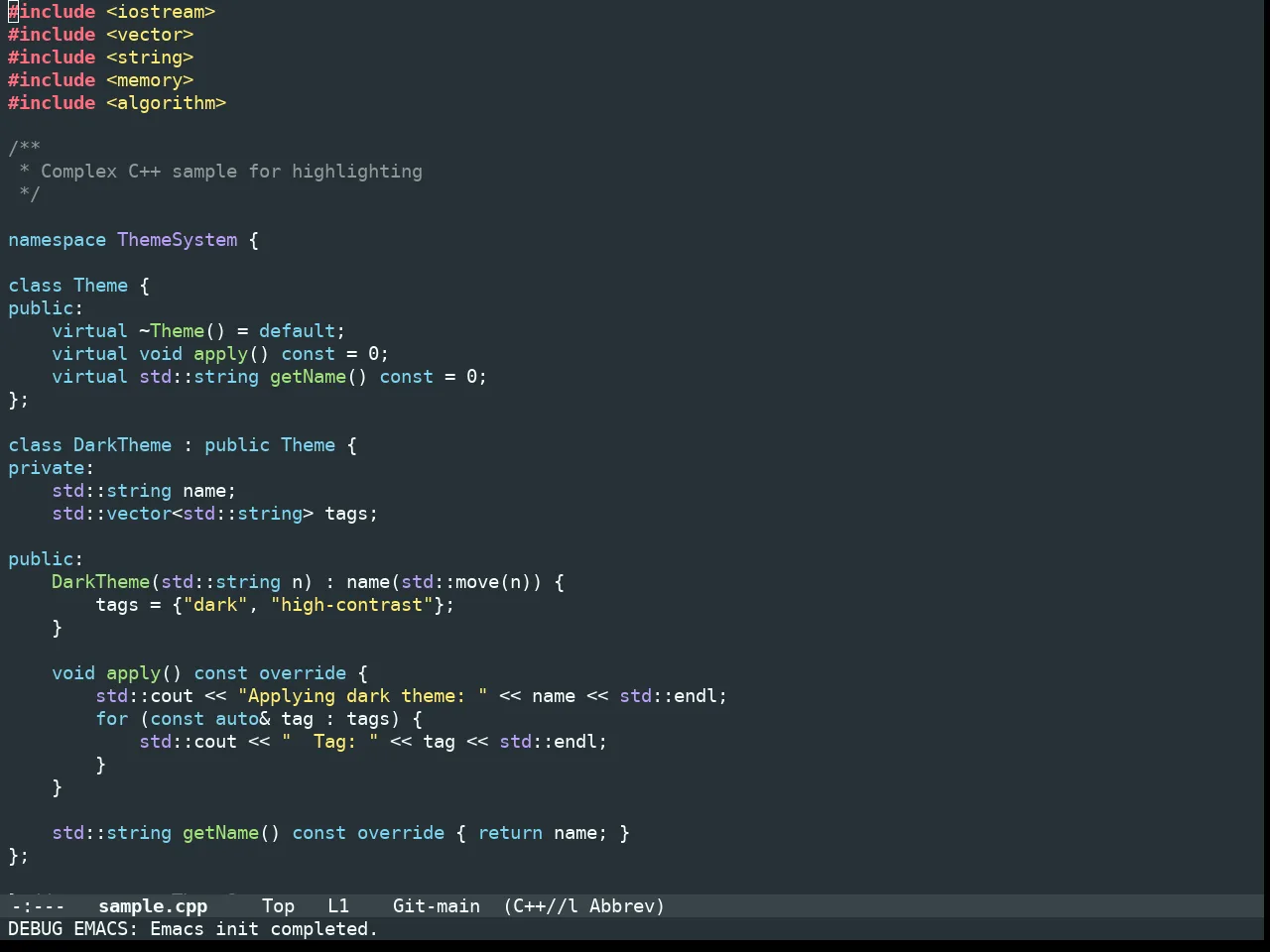 Doom Monokai Machine Theme in c++-mode