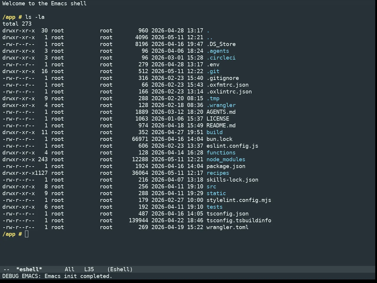 Doom Monokai Machine Theme in eshell